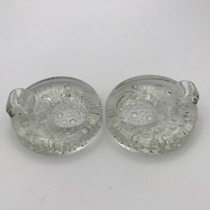 (2) VTG Svend Jensen Danish Bubble Glass Votive Candle Holders‎